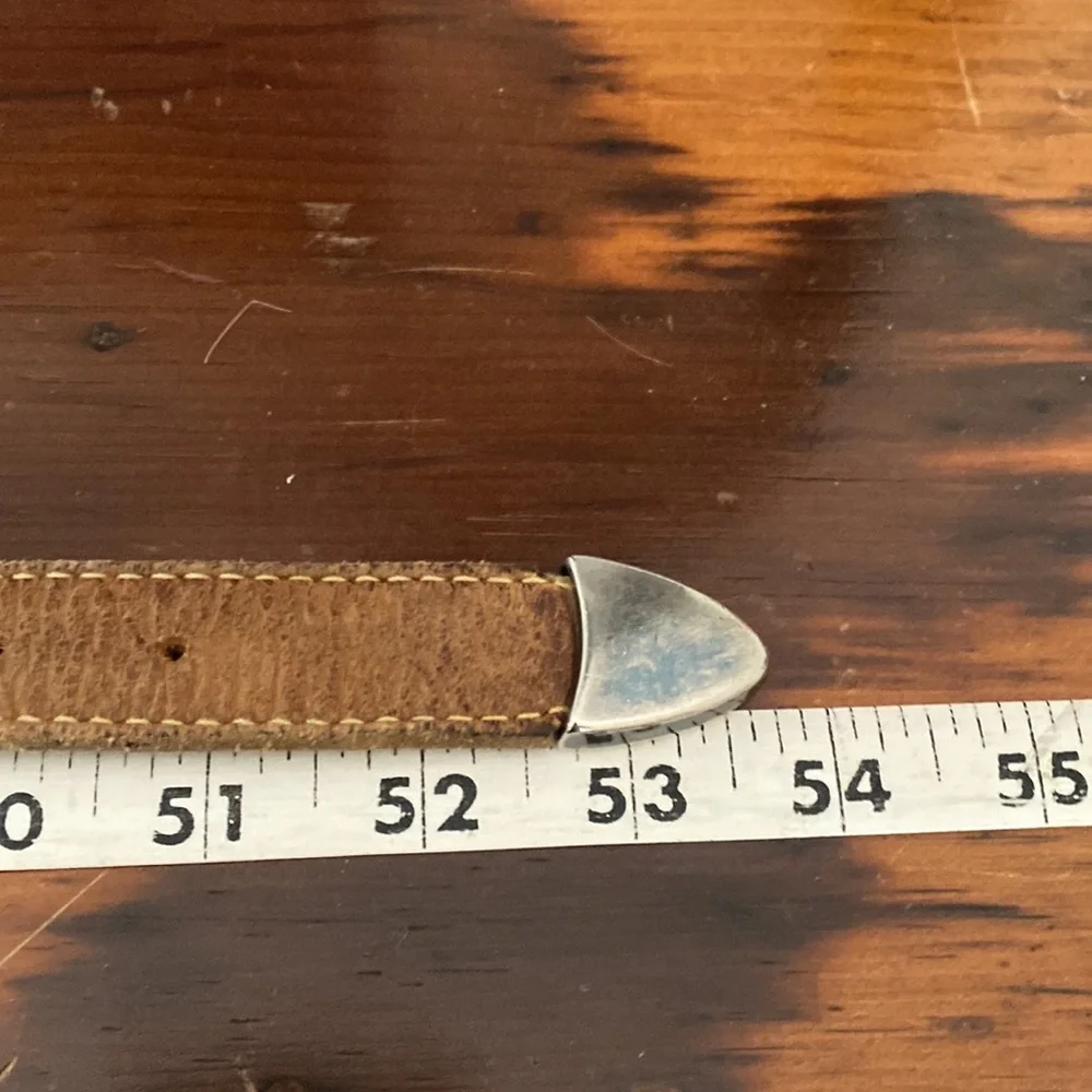 Mens distressed leather embroidered vintage sailfish fishing belt silver tip